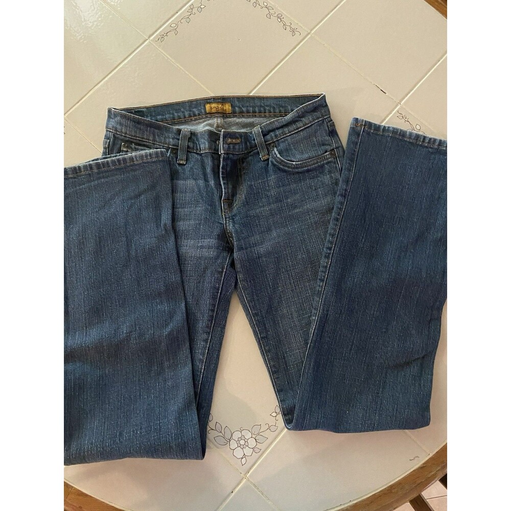 Angel Premium Women’s Jeans Sz 7 Natural Wash Flare Low Rise Missing Button